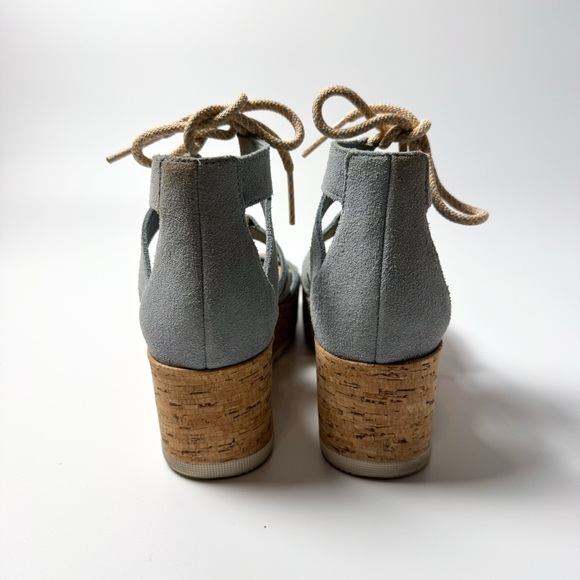 Sorel Cameron Blue Suede Wedge Platform Espadrille Sandals - Picture 4 of 9